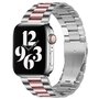 Stahlgliederarmband - Silber mit Rosa - Geeignet f&uuml;r Apple Watch 42mm / 44mm / 45mm / 49mm