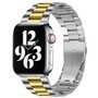 Stahlgliederarmband - Silber mit Gold - Passend f&uuml;r Apple Watch 42mm / 44mm / 45mm / 49mm