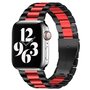 Stahlgliederarmband - Schwarz mit Rot - Geeignet f&uuml;r Apple Watch 42mm / 44mm / 45mm / 49mm