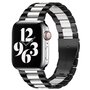 Stahlgliederband - Schwarz mit Silber - Passend f&uuml;r Apple Watch 42mm / 44mm / 45mm / 46mm / 49mm