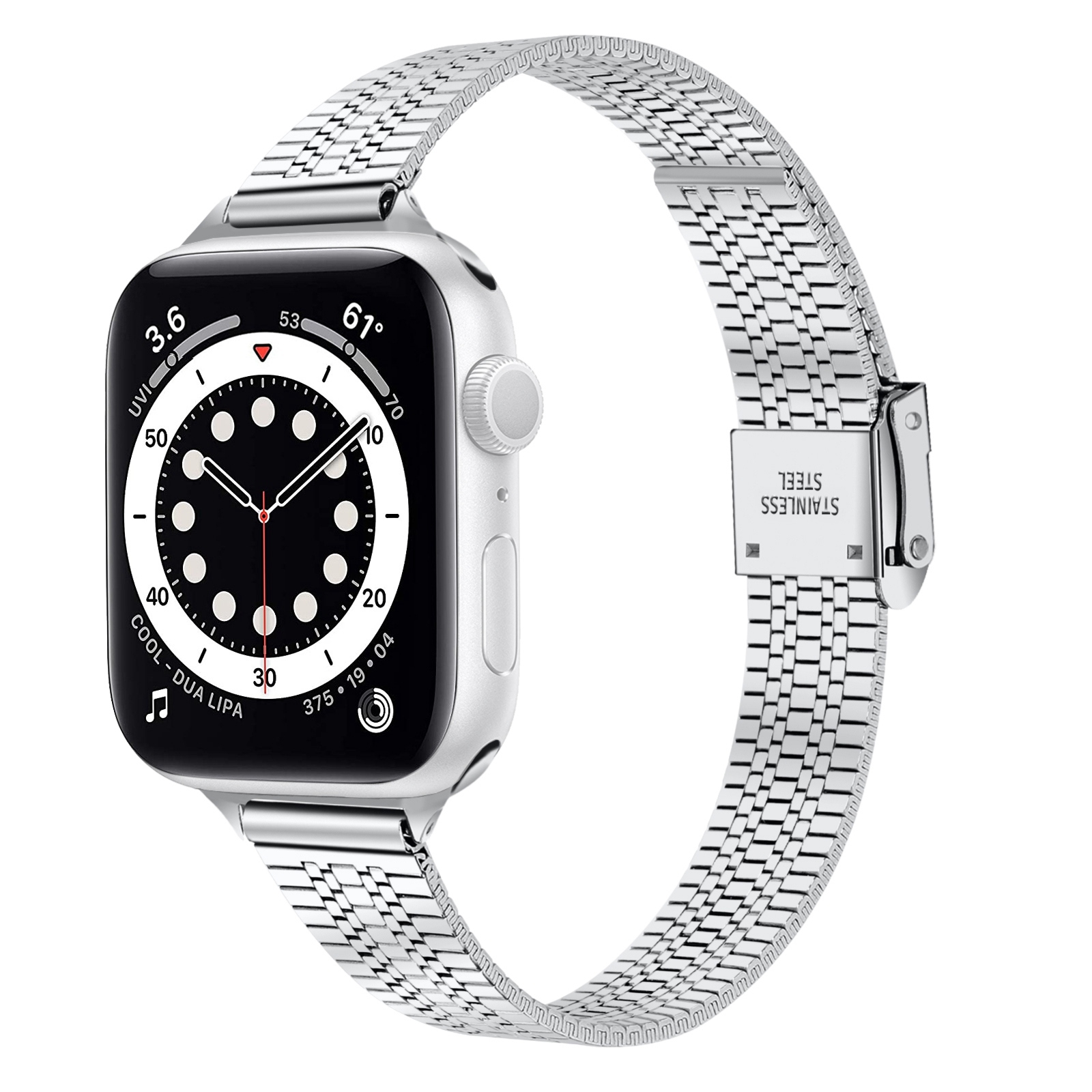 Edelstahl Slim Fit Armband Silber Geeignet fur Apple Watch 38mm 40mm 41mm 42mm Watcharmband shop