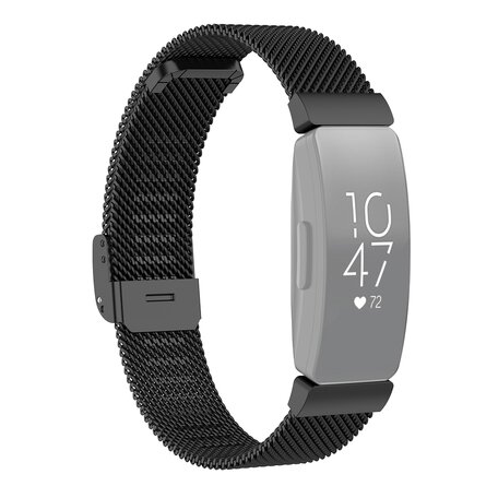 Fitbit Inspire Milanaise Armband mit Schnalle - Größe: Groß - Schwarz