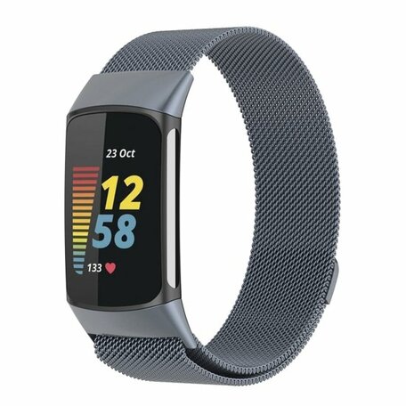 Milanaise-Armband - Grau - Geeignet für FitBit Charge 5 & 6