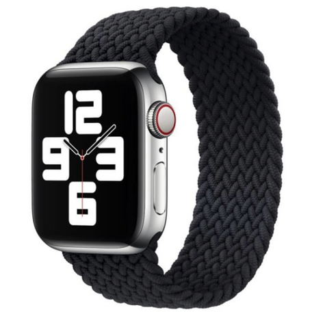 Geflochtenes Solo Loop Armband - Größe: S - Schwarz - Geeignet für Apple Watch 42mm / 44mm / 45mm / 46mm / 49mm