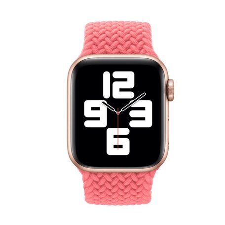 Geflochtenes Solo Loop Armband - Größe: S - Pink - Geeignet für Apple Watch 42mm / 44mm / 45mm / 46mm / 49mm