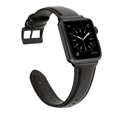 Luxus-Echtlederarmband - Dunkelbraun - Geeignet für Apple Watch 42mm / 44mm / 45mm / 49mm