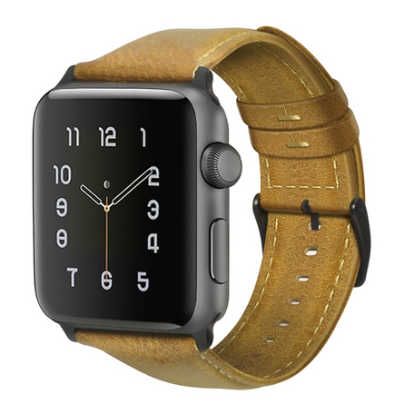 Luxus-Echtlederarmband - Hellbraun - Geeignet für Apple Watch 44mm / 45mm / 46mm / 49mm