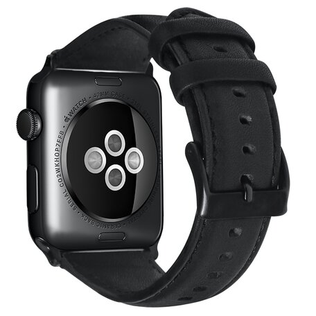 Luxus-Echtlederarmband - Schwarz - Geeignet für Apple Watch 42mm / 44mm / 45mm / 46mm / 49mm