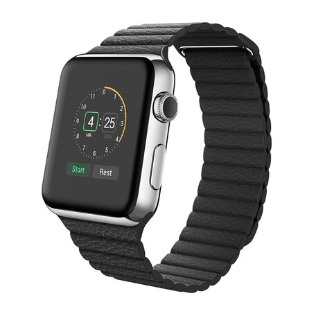 PU Leder Loop Armband - Schwarz - Geeignet für Apple Watch 42mm / 44mm / 45mm / 49mm