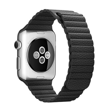 PU Leder Loop Armband - Schwarz - Geeignet für Apple Watch 42mm / 44mm / 45mm / 46mm / 49mm