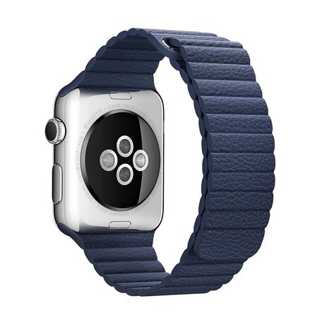 PU Leder Loop Armband - Blau - Geeignet für Apple Watch 42mm / 44mm / 45mm / 46mm / 49mm