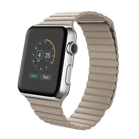 PU Leder Loop Armband - Hellbraun - Geeignet für Apple Watch 42mm / 44mm / 45mm / 49mm