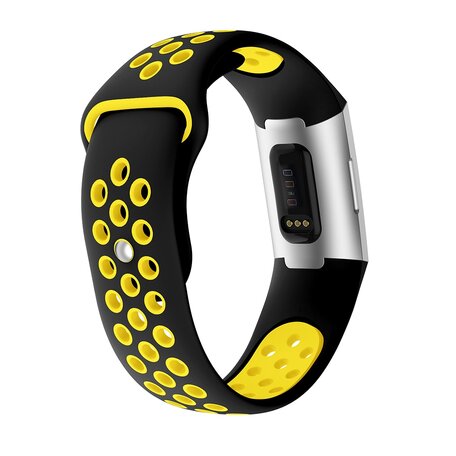 Fitbit Charge 3 & 4 Silikon DOT Armband - Gelb/Schwarz Größe: S/M