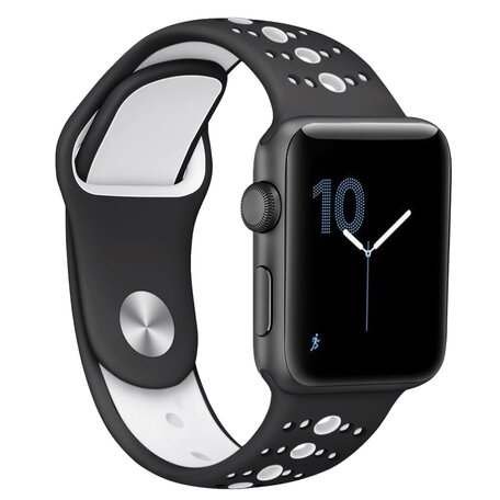 Sportarmband Farbkombination - Schwarz + Weiß - Geeignet für Apple Watch 38mm / 40mm / 41mm