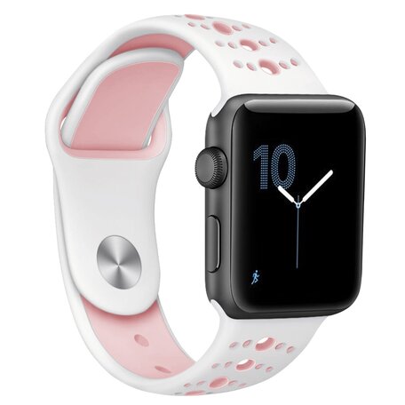 Sportarmband Farbkombination - Weiß + Pink - Geeignet für Apple Watch 44mm / 45mm / 46mm / 49mm