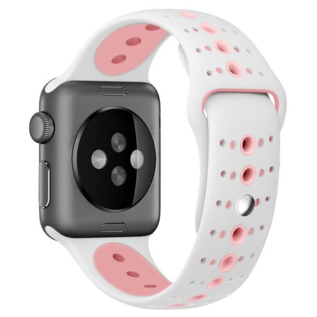 Sportarmband Farbkombination - Weiß + Pink - Geeignet für Apple Watch 44mm / 45mm / 46mm / 49mm