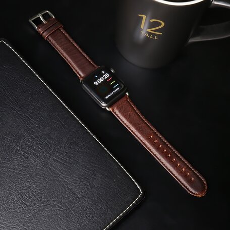 Retro-Lederarmband - Dunkelbraun - Geeignet für Apple Watch 42mm / 44mm / 45mm / 46mm / 49mm