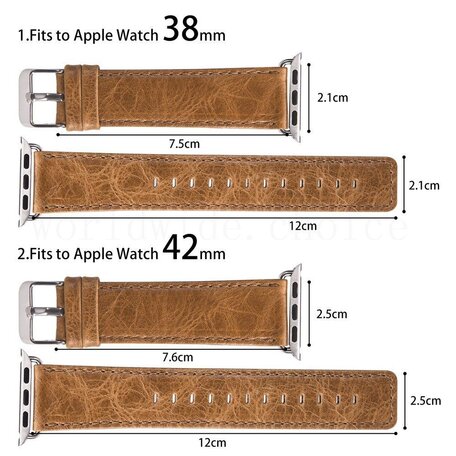 Retro-Lederarmband - Hellbraun - Geeignet für Apple Watch 42mm / 44mm / 45mm / 49mm