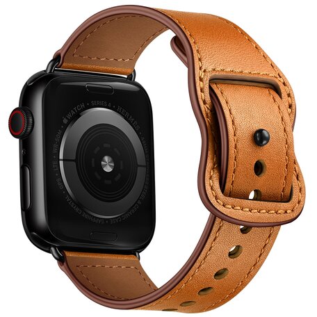 Lederband mit Doppelschlaufe - Braun - Geeignet für Apple Watch 44mm / 45mm / 46mm / 49mm