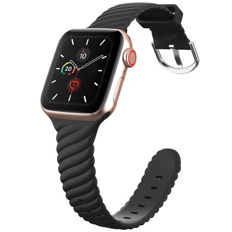 Silikonarmband 'Twist' - Schwarz - Geeignet für Apple Watch 42mm / 44mm / 45mm / 46mm / 49mm