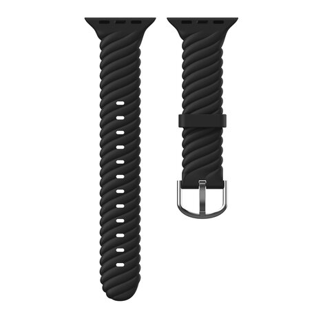 Silikonarmband 'Twist' - Schwarz - Geeignet für Apple Watch 42mm / 44mm / 45mm / 46mm / 49mm