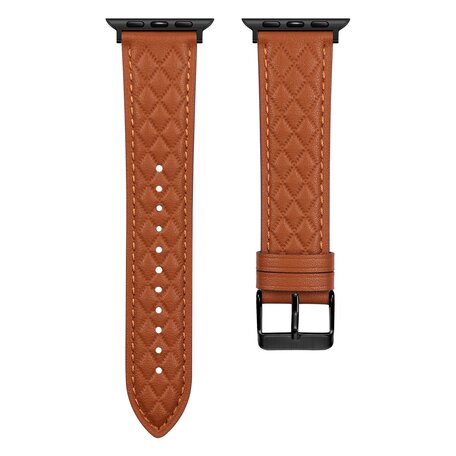 Lederarmband mit Rautenmuster - Braun - Geeignet für Apple Watch 42mm / 44mm / 45mm / 49mm