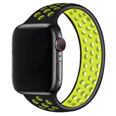 Solo Loop Sportband - Größe: S - Schwarz + Gelb - Geeignet für Apple Watch 38mm / 40mm / 41mm