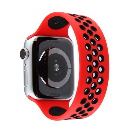 Solo Loop Sportarmband - Größe: L - Rot + Schwarz - Geeignet für Apple Watch 38mm / 40mm / 41mm