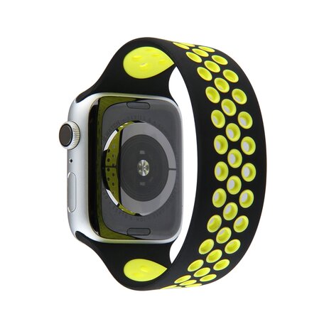 Solo Loop Sportarmband - Größe: L - Schwarz + Gelb - Geeignet für Apple Watch 38mm / 40mm / 41mm