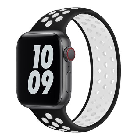 Solo Loop Sportband - Größe: S - Schwarz + Weiß - Geeignet für Apple Watch 42mm / 44mm / 45mm / 49mm