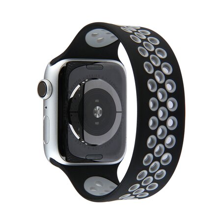 Solo Loop Sportband - Größe: M - Schwarz + Grau - Geeignet für Apple Watch 42mm / 44mm / 45mm / 46mm / 49mm