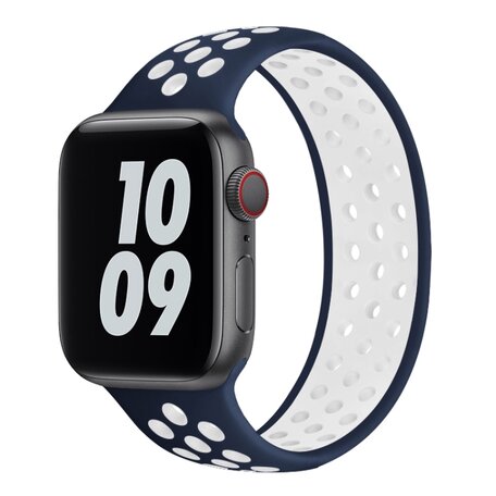 Solo Loop Sportband - Größe: M - Blau + Weiß - Geeignet für Apple Watch 42mm / 44mm / 45mm / 46mm / 49mm