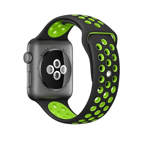 Sportarmband - Größe: S/M - Schwarz + Grün - Geeignet für Apple Watch 38mm / 40mm / 41mm / 42mm