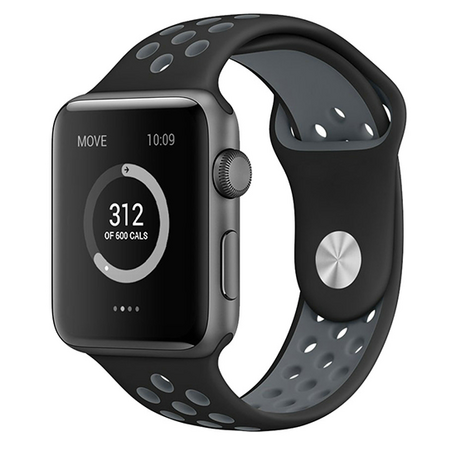 Sportarmband - Größe: S/M - Schwarz + Grau - Geeignet für Apple Watch 38mm / 40mm / 41mm / 42mm