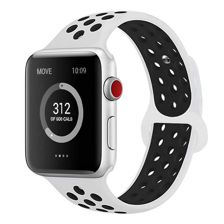 Sportarmband - Größe: S/M - Weiß + Schwarz - Geeignet für Apple Watch 38mm / 40mm / 41mm / 42mm