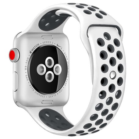 Sportarmband - Größe: S/M - Weiß + Schwarz - Geeignet für Apple Watch 38mm / 40mm / 41mm / 42mm