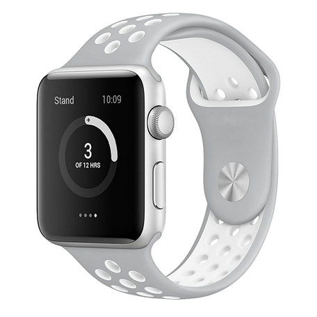 Sportarmband - Größe: S/M - Grau + Weiß - Geeignet für Apple Watch 38mm / 40mm / 41mm / 42mm