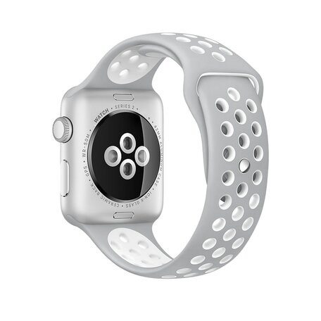 Sportarmband - Größe: S/M - Grau + Weiß - Geeignet für Apple Watch 38mm / 40mm / 41mm / 42mm