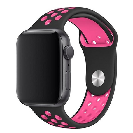 Sportarmband - Größe: M/L - Schwarz + Pink - Geeignet für Apple Watch 38mm / 40mm / 41mm