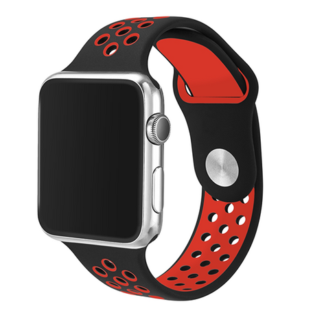 Sportarmband - Größe: M/L - Schwarz + Rot - Geeignet für Apple Watch 38mm / 40mm / 41mm