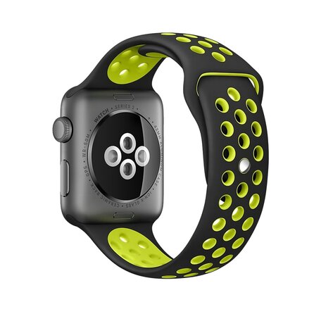 Sportarmband - Größe: M/L - Schwarz + Gelb - Geeignet für Apple Watch 38mm / 40mm / 41mm