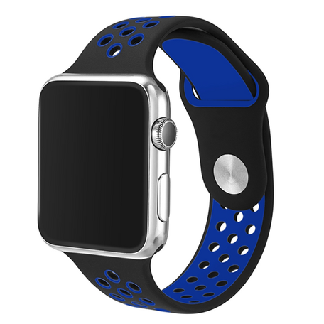 Sportarmband - Größe: M/L - Schwarz + Blau - Geeignet für Apple Watch 38mm / 40mm / 41mm