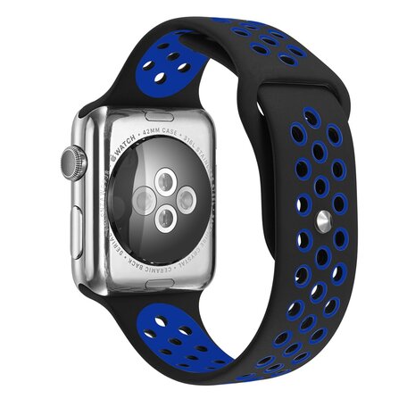 Sportarmband - Größe: M/L - Schwarz + Blau - Geeignet für Apple Watch 38mm / 40mm / 41mm