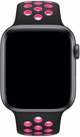 Sportarmband - Größe: S/M - Schwarz + Pink - Geeignet für Apple Watch 42mm / 44mm / 45mm / 46mm / 49mm