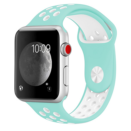 Sportarmband - Größe: S/M - Weiß + Grün - Geeignet für Apple Watch 42mm / 44mm / 45mm / 46mm / 49mm