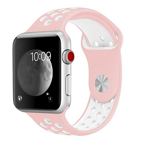 Sportarmband - Größe: S/M - Pink + Weiß - Geeignet für Apple Watch 42mm / 44mm / 45mm / 46mm / 49mm