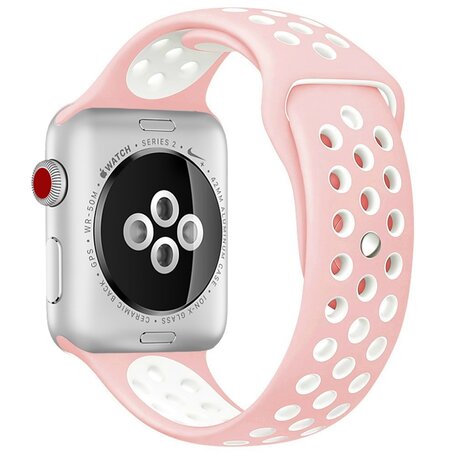 Sportarmband - Größe: S/M - Pink + Weiß - Geeignet für Apple Watch 44mm / 45mm / 46mm / 49mm