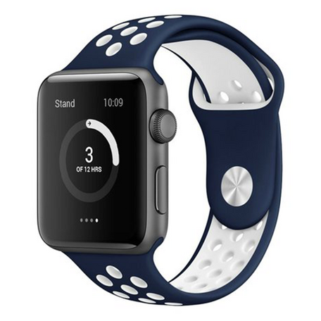 Sportarmband - Größe: S/M - Blau + Weiß - Geeignet für Apple Watch 42mm / 44mm / 45mm / 46mm / 49mm