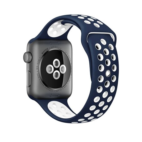 Sportarmband - Größe: S/M - Blau + Weiß - Geeignet für Apple Watch 42mm / 44mm / 45mm / 46mm / 49mm