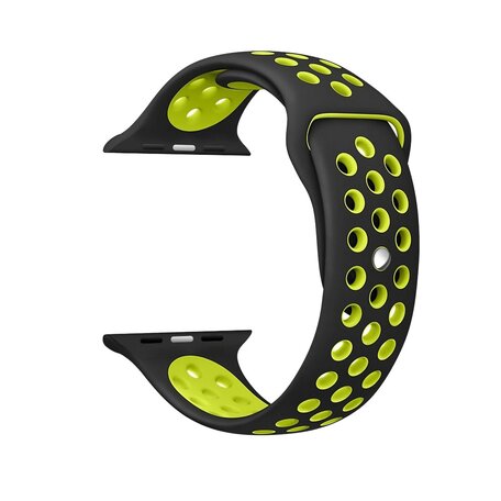 Sportarmband - Größe: M/L - Schwarz + Gelb - Geeignet für Apple Watch 42mm / 44mm / 45mm / 46mm / 49mm